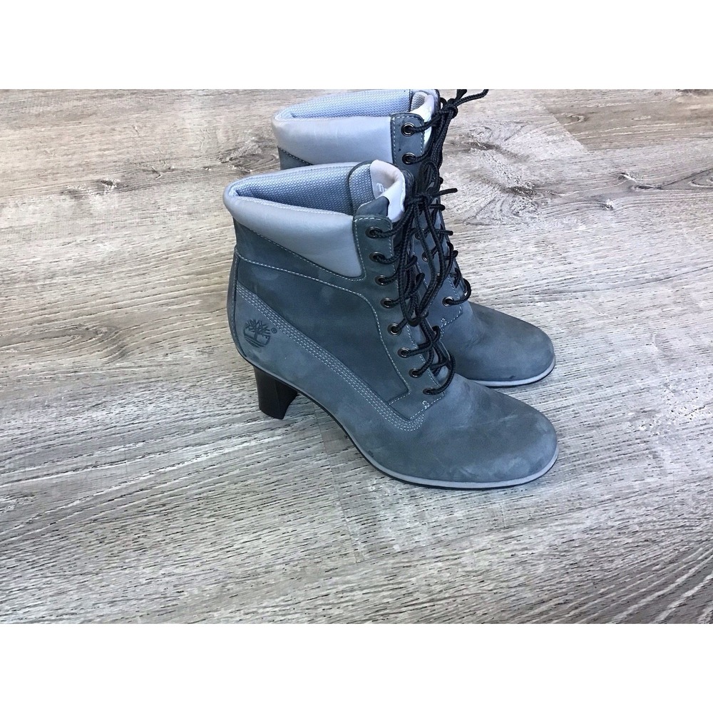 Timberland Women's Size 7 Tillston Mid Heel Ankle Boots  Gray Leather Boots